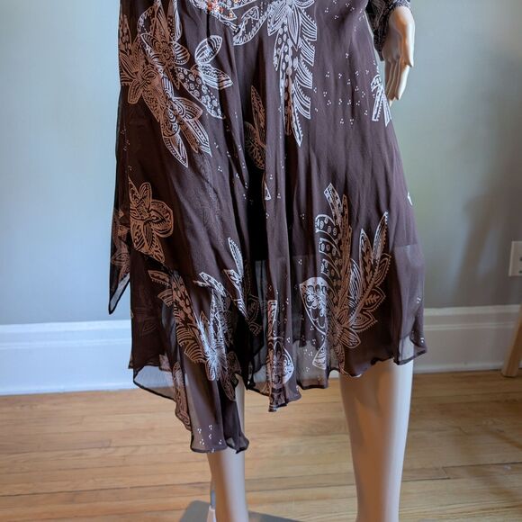 NWT Vintage Y2K Eva Blue Brown Midi Dress Fairycore Beaded Sequin Whimsygoth 10 - Picture 10 of 15